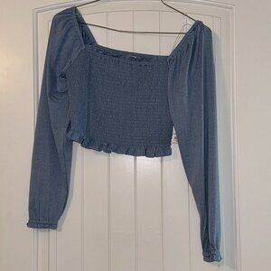 Brand New, Blue crop top long sleeve, Size medium